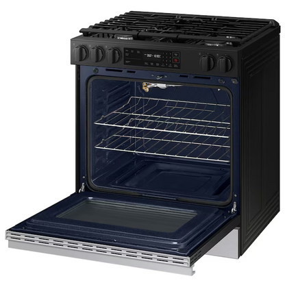 Samsung Bespoke 30-in 5 Burners 6-cu ft Self-cleaning Slide-in Smart Natural Gas Range (Stainless Steel), NSG6DG8100SR/AA *BD
