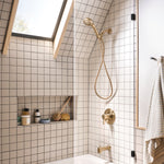 Moen Beric Bronzed Gold 1-handle Handheld 4.8-in Rectangle Bathtub and shower Faucet ( Valve Included )