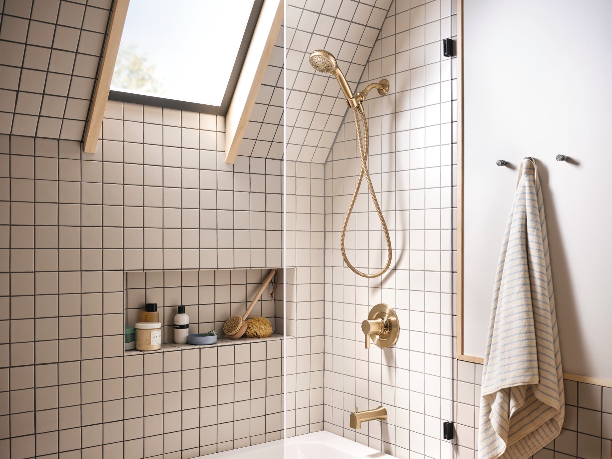 Moen Beric Bronzed Gold 1-handle Handheld 4.8-in Rectangle Bathtub and shower Faucet ( Valve Included )