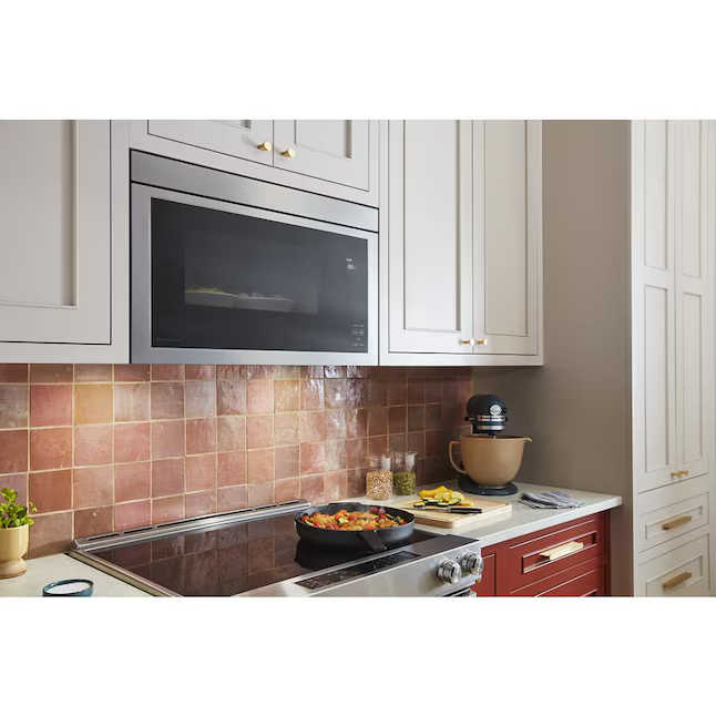 KitchenAid Flush Built in Design 1.1-cu ft 1000-Watt 30-in Over-the-Range Microwave with Sensor Cooking (Printshield Stainless)