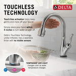 Delta Leland Touch2O Technology Kitchen Faucet with Touchless Technology in Arctic Stainless Steel