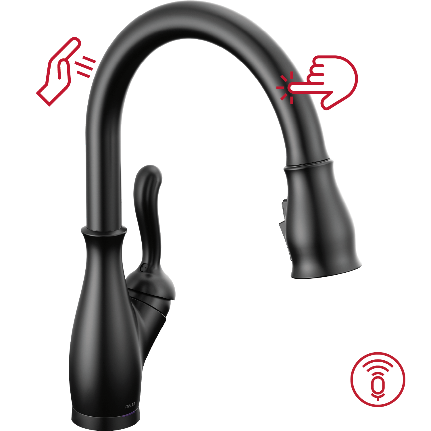 Delta Leland VoiceIQ Kitchen Faucet with Touch2O Technology with Touchless Technology in Matte Black, 9178TLV-BL-DST, MRSP: $1109.7, FINAL PRICE: $399.99 + TAX