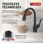 Delta Leland VoiceIQ Kitchen Faucet with Touch2O Technology with Touchless Technology in Matte Black, 9178TLV-BL-DST, MRSP: $1109.7, FINAL PRICE: $399.99 + TAX