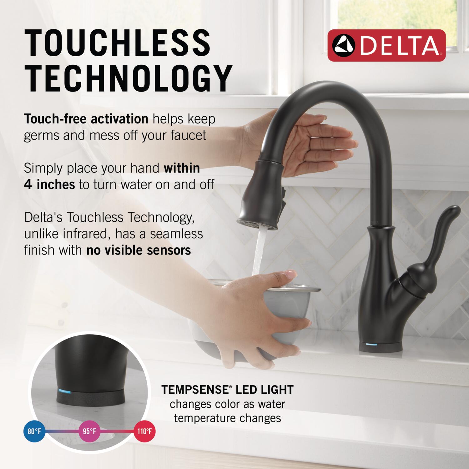 Delta Leland VoiceIQ Kitchen Faucet with Touch2O Technology with Touchless Technology in Matte Black, 9178TLV-BL-DST, MRSP: $1109.7, FINAL PRICE: $399.99 + TAX