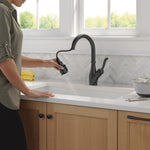 Delta Leland VoiceIQ Kitchen Faucet with Touch2O Technology with Touchless Technology in Matte Black, 9178TLV-BL-DST, MRSP: $1109.7, FINAL PRICE: $399.99 + TAX
