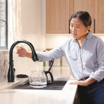 Delta Leland VoiceIQ Kitchen Faucet with Touch2O Technology with Touchless Technology in Matte Black, 9178TLV-BL-DST, MRSP: $1109.7, FINAL PRICE: $399.99 + TAX