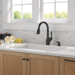 Delta Leland VoiceIQ Kitchen Faucet with Touch2O Technology with Touchless Technology in Matte Black, 9178TLV-BL-DST, MRSP: $1109.7, FINAL PRICE: $399.99 + TAX