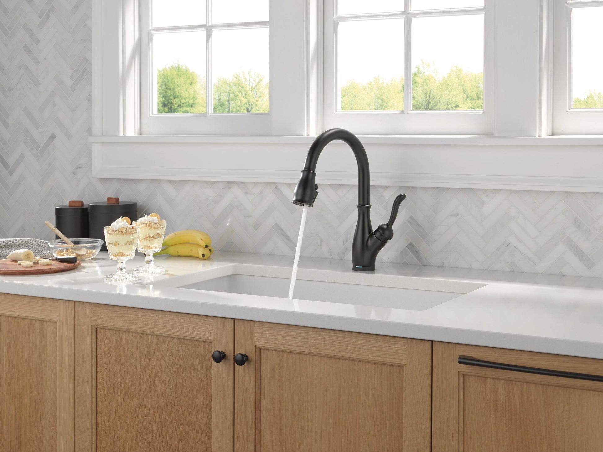 Delta Leland VoiceIQ Kitchen Faucet with Touch2O Technology with Touchless Technology in Matte Black, 9178TLV-BL-DST, MRSP: $1109.7, FINAL PRICE: $399.99 + TAX