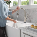 Delta Leland VoiceIQ Kitchen Faucet with Touch2O Technology with Touchless Technology in Spotshield Stainless Steel, 9178TLV-SP-DST, MRSP: $1,050.75, FINAL PRICE: $399.99 + TAX
