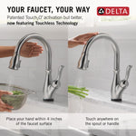 Delta Leland VoiceIQ Kitchen Faucet with Touch2O Technology with Touchless Technology in Arctic Stainless, 9178TLV-AR-DST, MRSP: $1050.75, FINAL PRICE: $ + TAX