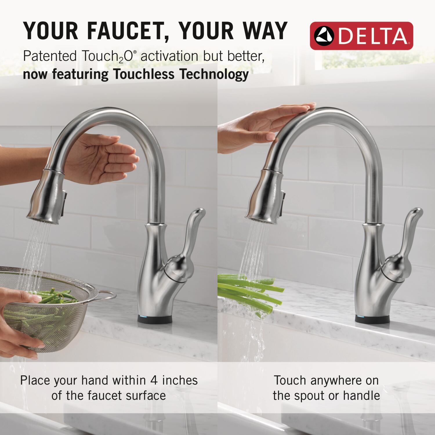 Delta Leland VoiceIQ Kitchen Faucet with Touch2O Technology with Touchless Technology in Arctic Stainless, 9178TLV-AR-DST, MRSP: $1050.75, FINAL PRICE: $ + TAX
