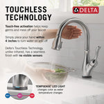 Delta Leland VoiceIQ Kitchen Faucet with Touch2O Technology with Touchless Technology in Arctic Stainless, 9178TLV-AR-DST, MRSP: $1050.75, FINAL PRICE: $ + TAX