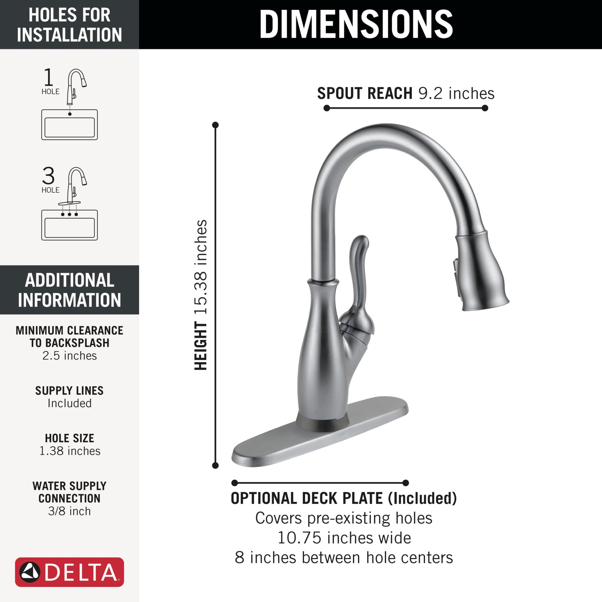 Delta Leland VoiceIQ Kitchen Faucet with Touch2O Technology with Touchless Technology in Arctic Stainless, 9178TLV-AR-DST, MRSP: $1050.75, FINAL PRICE: $ + TAX