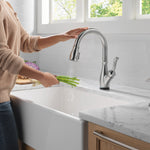 Delta Leland VoiceIQ Kitchen Faucet with Touch2O Technology with Touchless Technology in Arctic Stainless, 9178TLV-AR-DST, MRSP: $1050.75, FINAL PRICE: $ + TAX