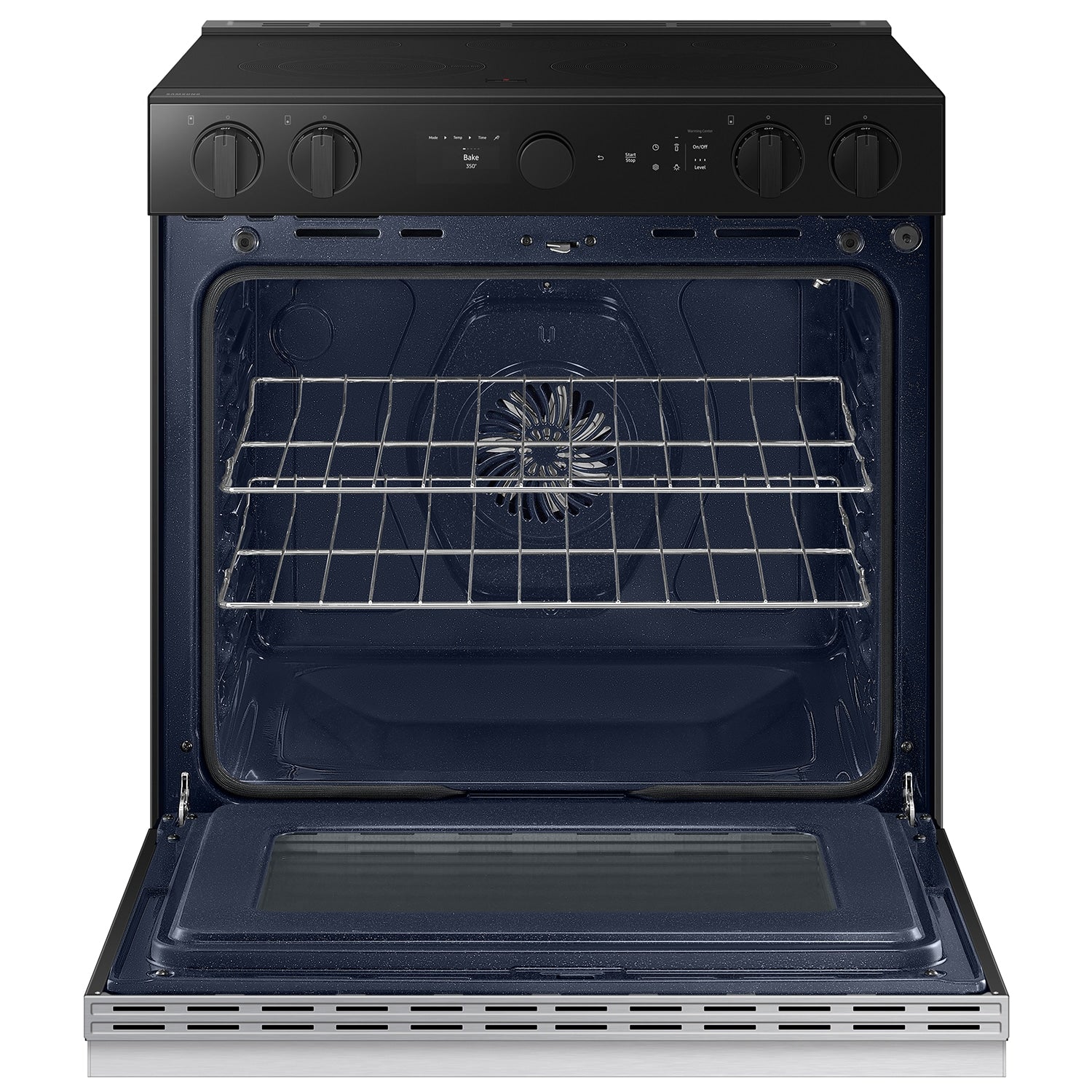 Samsung Bespoke 30-in Glass Top 5 burners 6.3-cu ft Air Fry Convection Oven Slide-In Electric Range ( Stainless steel )
