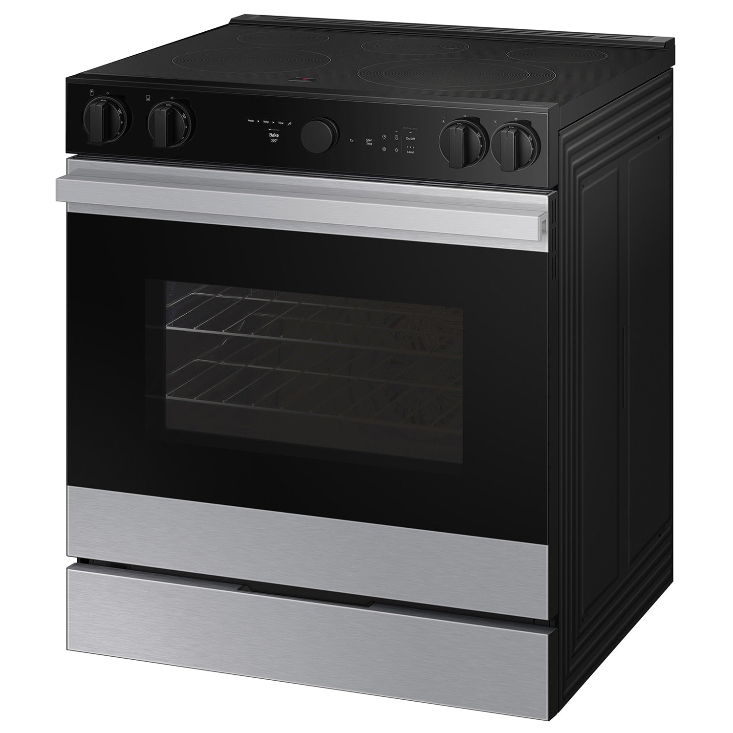 Samsung Bespoke 30-in Glass Top 5 burners 6.3-cu ft Air Fry Convection Oven Slide-In Electric Range ( Stainless steel )