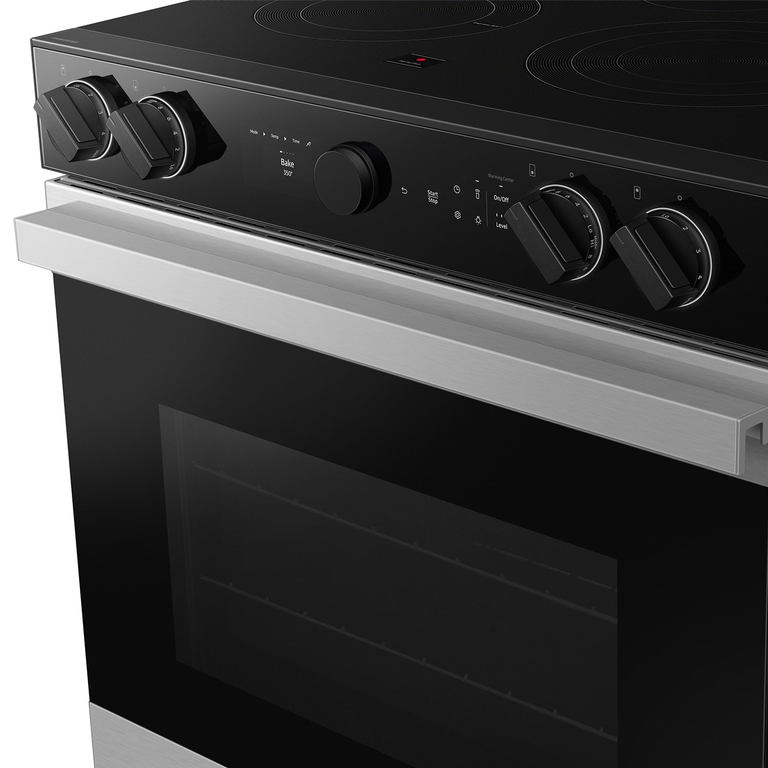 Samsung Bespoke 30-in Glass Top 5 burners 6.3-cu ft Air Fry Convection Oven Slide-In Electric Range ( Stainless steel )