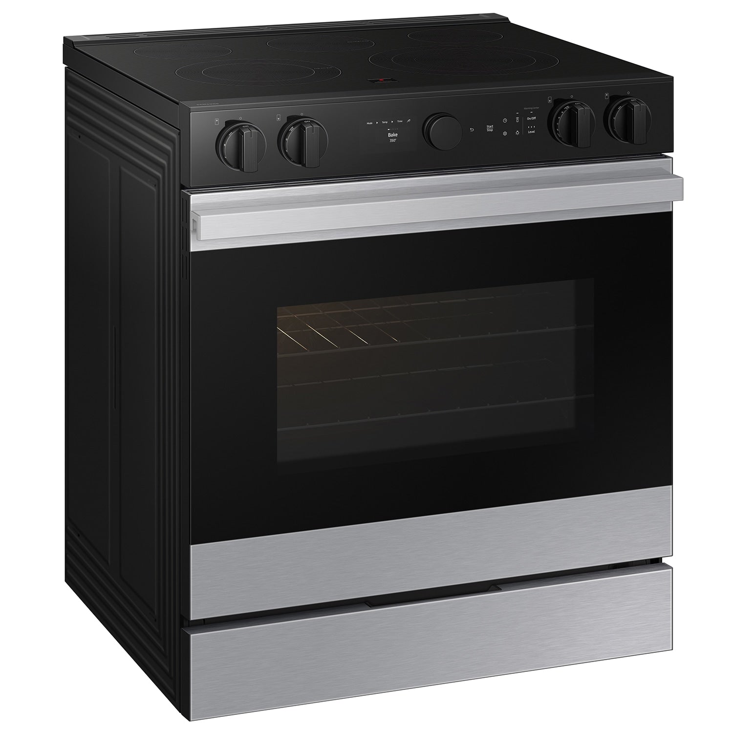 Samsung Bespoke 30-in Glass Top 5 burners 6.3-cu ft Air Fry Convection Oven Slide-In Electric Range ( Stainless steel )