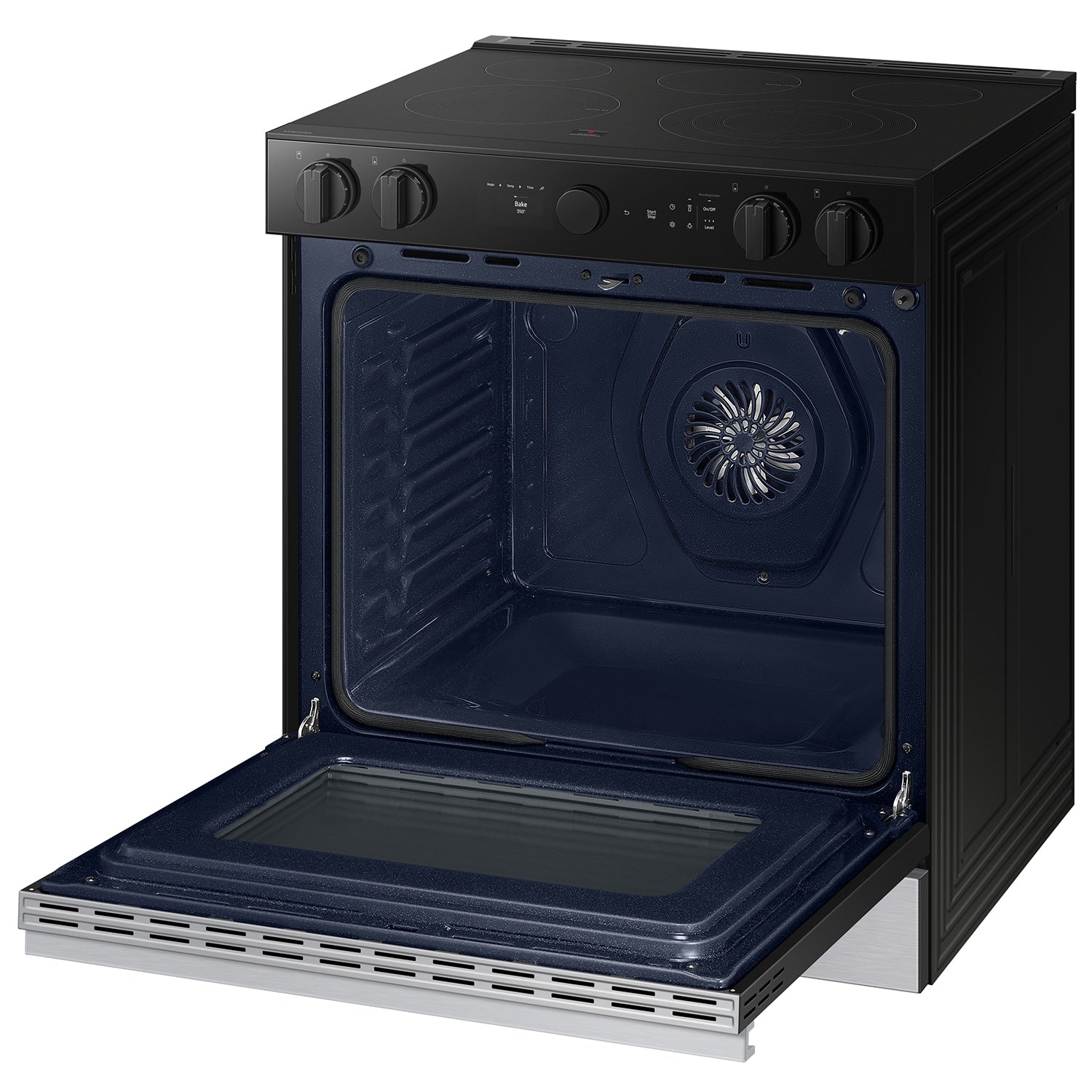 Samsung Bespoke 30-in Glass Top 5 burners 6.3-cu ft Air Fry Convection Oven Slide-In Electric Range ( Stainless steel )