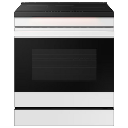 Samsung Bespoke 30-in 4 Burners 6.3-cu ft Self & Steam Cleaning Air Fry Convection Oven Slide-in Single Induction Range (White Glass), NSi6DB950012/AA *BD