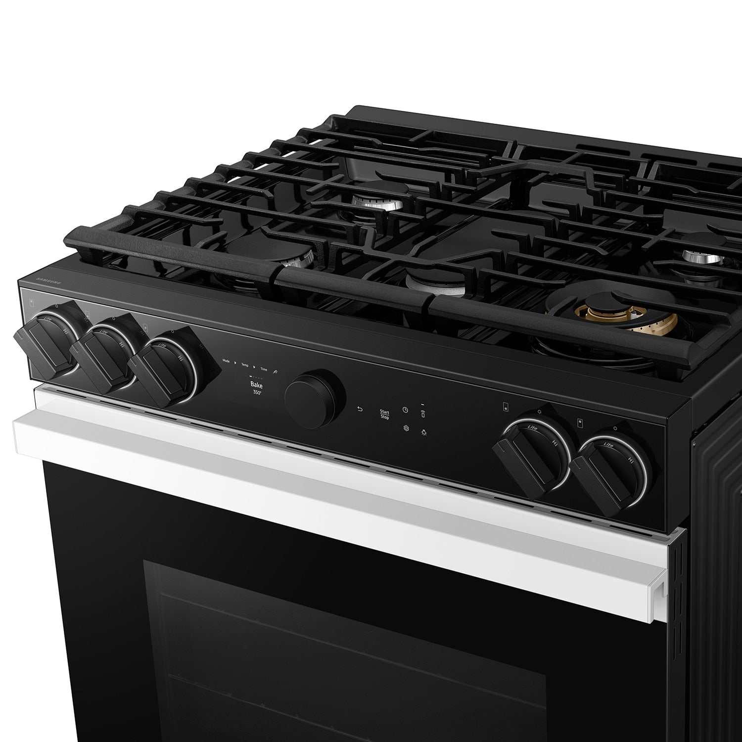 Samsung Bespoke 30-in 5 burners 6-cu ft Air Fry Convection Oven Slide-In Natural Gas Range ( White Glass )