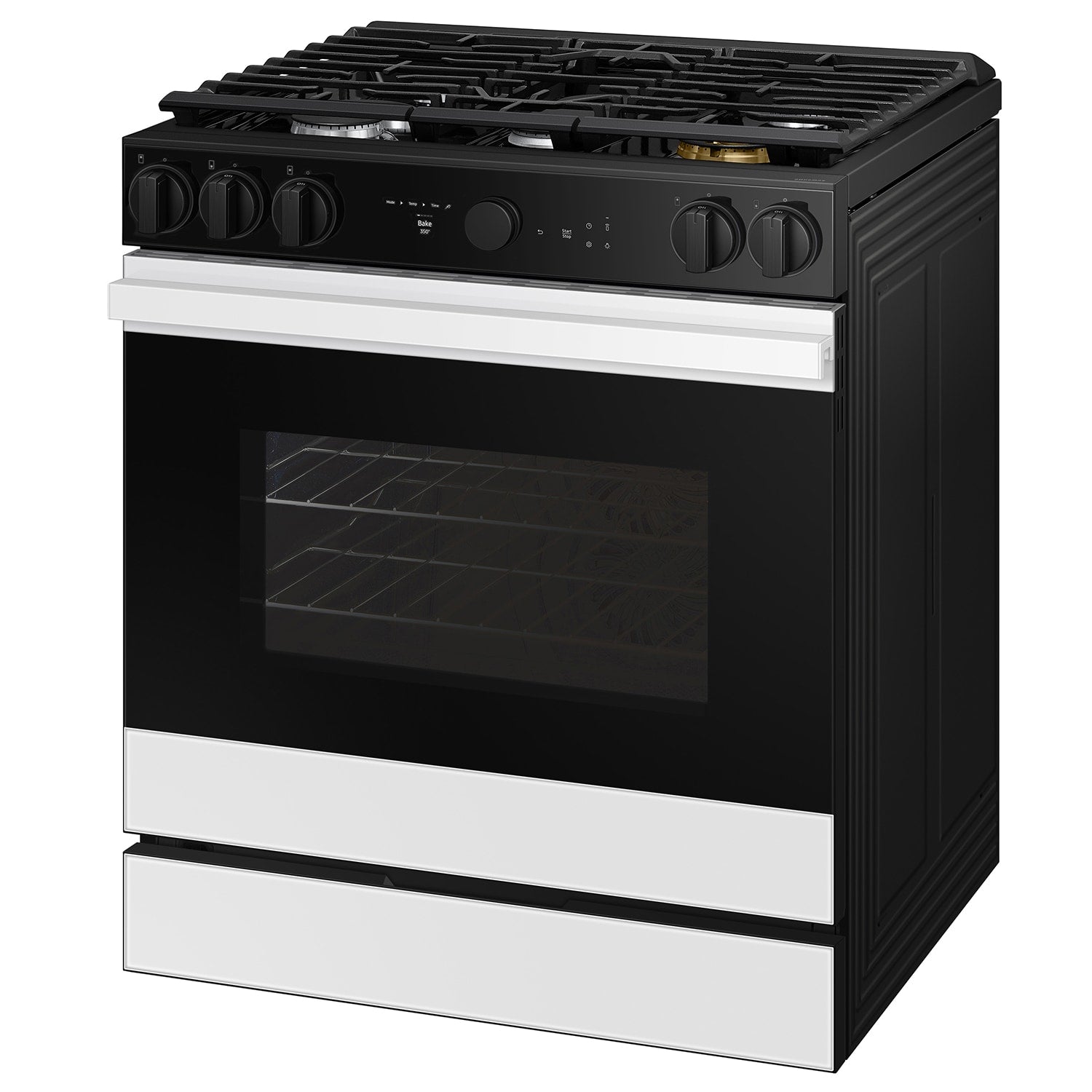 Samsung Bespoke 30-in 5 burners 6-cu ft Air Fry Convection Oven Slide-In Natural Gas Range ( White Glass )