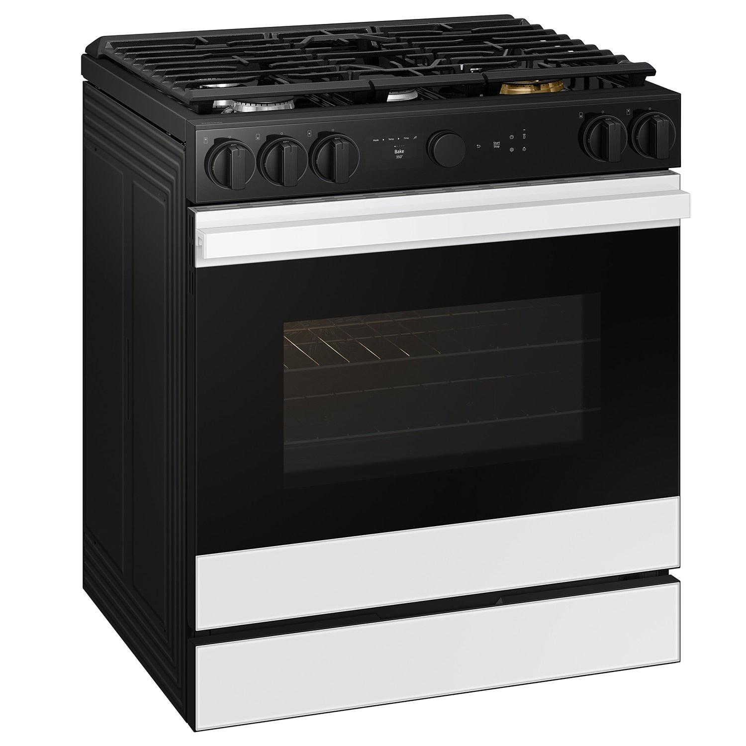 Samsung Bespoke 30-in 5 burners 6-cu ft Air Fry Convection Oven Slide-In Natural Gas Range ( White Glass )