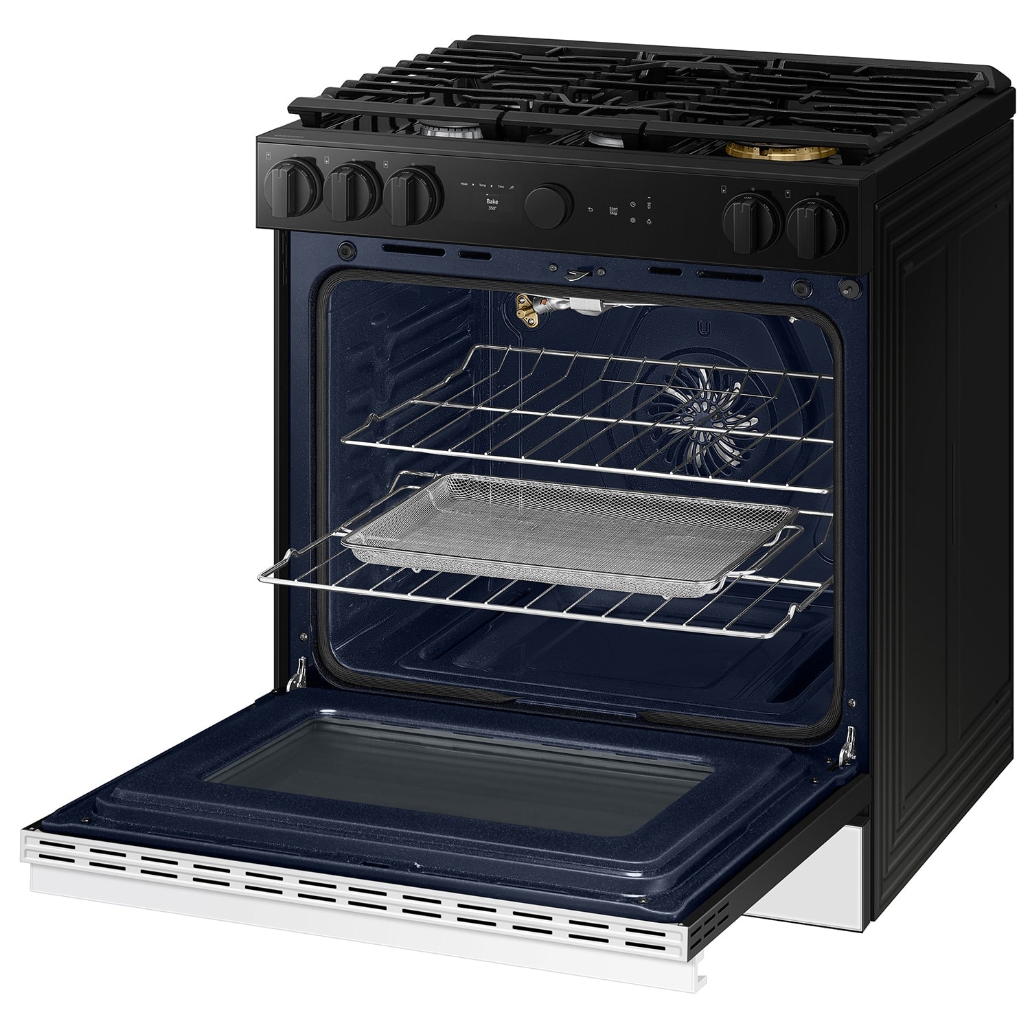 Samsung Bespoke 30-in 5 burners 6-cu ft Air Fry Convection Oven Slide-In Natural Gas Range ( White Glass )