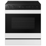 Samsung 30-in Glass Top 5 Burners 6.3-cu ft Air Fry Convection Oven Slide-In Electric Range (White Glass), NSE6DB850212 *BG, MSRP: $2,099.00, FINAL PRICE: $899.99 + TAX