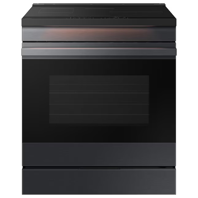 Samsung Bespoke 30-in 4 Burners 6.3-cu ft Self & Steam Cleaning Air Fry Convection Oven Slide-in Single Induction Range (Matte Black Steel), NSi6DG9500MT/AA *BD