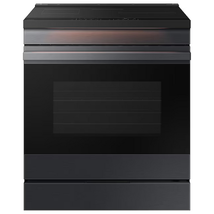 Samsung Bespoke 30-in 4 Burners 6.3-cu ft Self & Steam Cleaning Air Fry Convection Oven Slide-in Single Induction Range (Matte Black Steel), NSi6DG9500MT/AA *BD