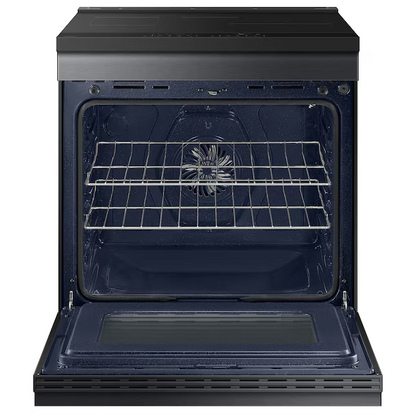 Samsung Bespoke 30-in 4 Burners 6.3-cu ft Self & Steam Cleaning Air Fry Convection Oven Slide-in Single Induction Range (Matte Black Steel), NSi6DG9500MT/AA *BD