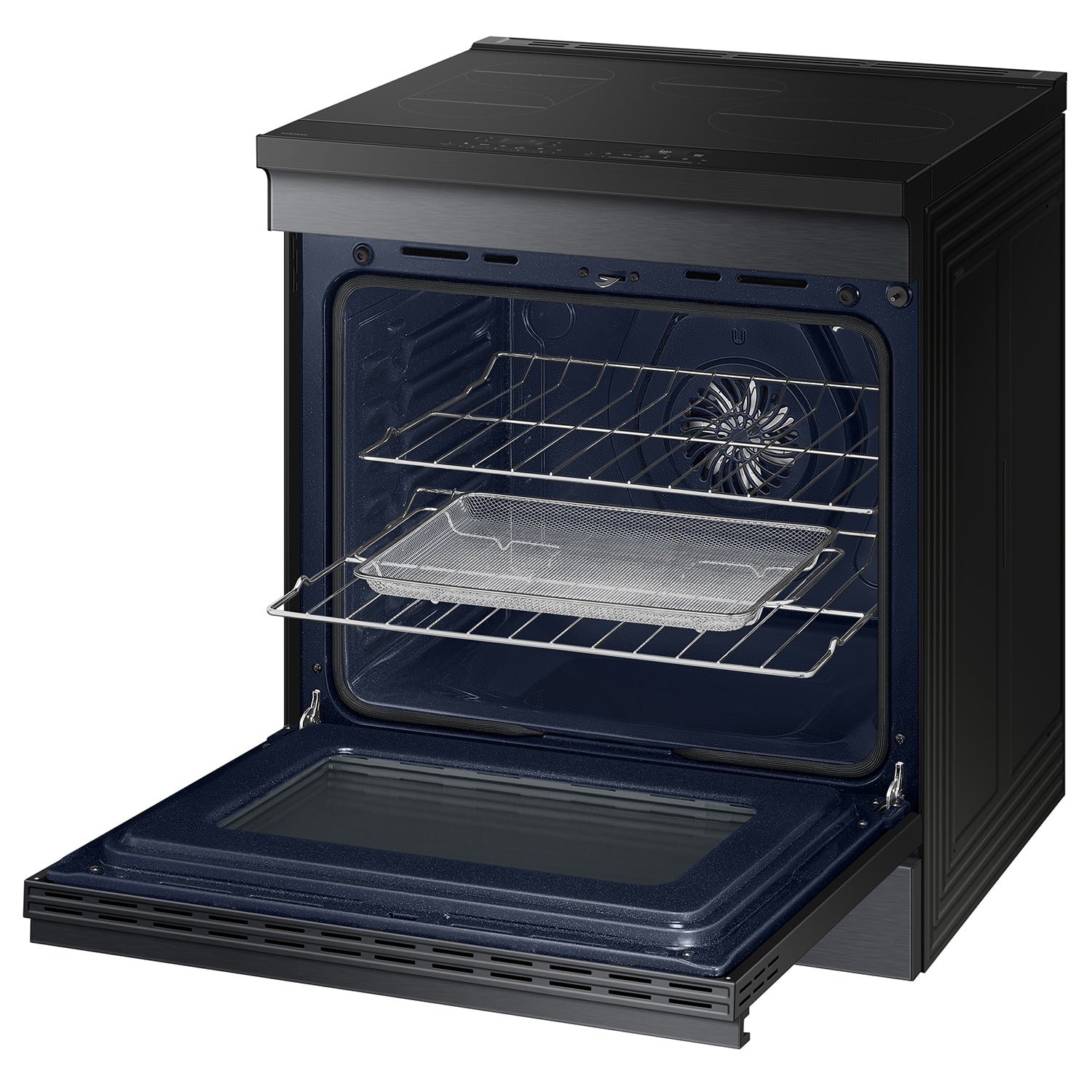 Samsung Bespoke 6.3 cu. ft. Smart Slide-In Induction Range with Ambient Edge Lighting & Air Sous Vide in Matte Black Steel