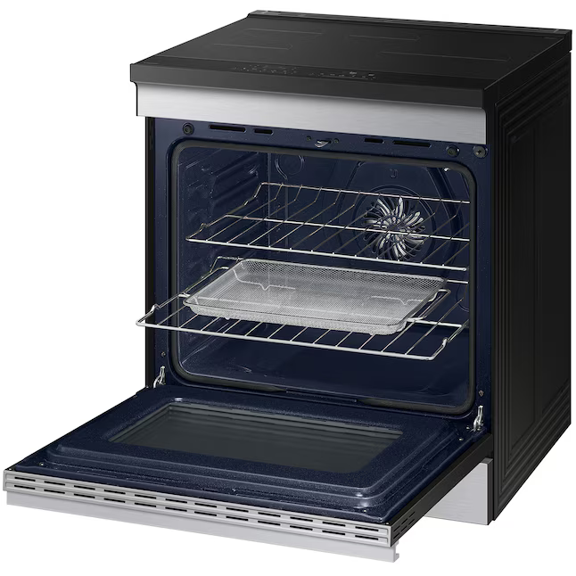 Samsung Bespoke 30-in 4 Burners 6.3-cu ft Air Fry Convection Oven Slide-in Single Induction Range (Stainless Steel), NSI6DG9500SR *BG, MSRP: $2,499.00, FINAL PRICE: $1,099.99 + TAX