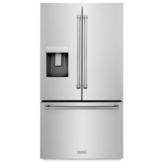 ZLINE KITCHEN & BATH Standard-Depth 28.9-cu ft 3 -Door 36-in Wide with Dual Ice Maker (Stainless Steel)