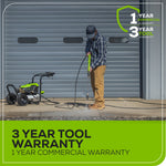 Greenworks Industrial Grade 3100-PSI 2.1-GPM Cold Water Electric Pressure washer with 5 Spray Tips