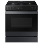 Samsung Bespoke 30-in 5 Burners 6-cu ft Self-cleaning Air Fry Convection Oven Slide-in Smart Natural Gas Range (Matte Black Steel), NSG6DG8500MT/AA *BD