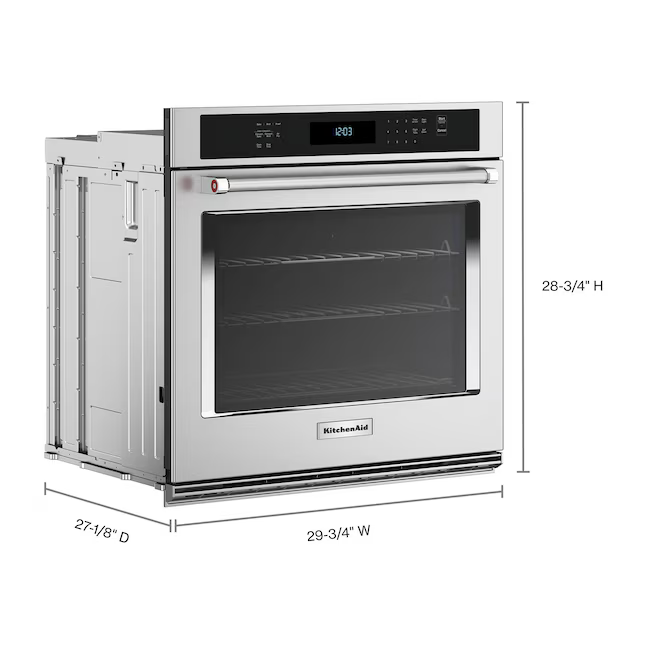 KitchenAid 30-in Single Electric Wall Oven 5.0-cu with Air Fry Single-fan and Self-cleaning (Stainless Steel with PrintShield Finish), KOES530PPS *JR2511, Retail: $3,299.00, FINAL PRICE: $1,599.99 + TAX