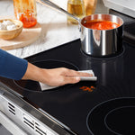 GE Crisp Mode 30-in Glass Top 5 burners 5.3-cu ft Slide-In Electric Range ( Stainless Steel )