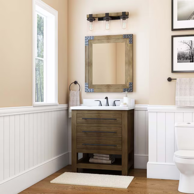 Alpine Reserve Kennilton 30-in Gray Oak Undermount Single Sink Bathroom Vanity with White Carrera Engineered Stone Top, WSLW30IFV #1571223  *JR2509, Retail: $999.00, FINAL PRICE: $399.99 + TAX