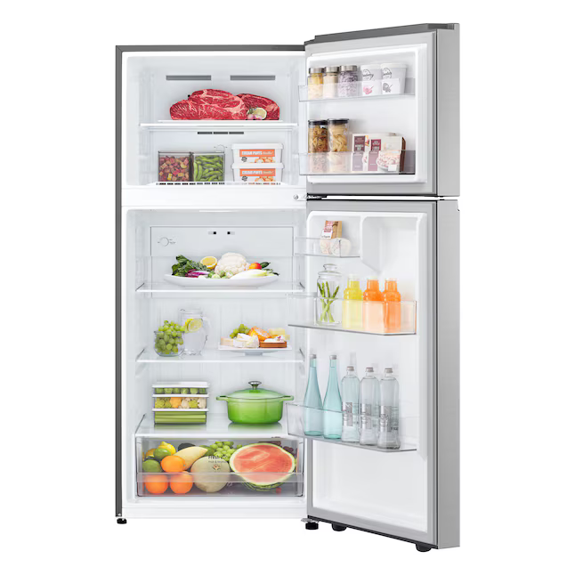 LG 17.5-cu ft Standard-Depth 28-in Wide Top-Freezer Refrigerator ( PrintProof Stainless Steel ) Garage Ready ENERGY STAR Certified