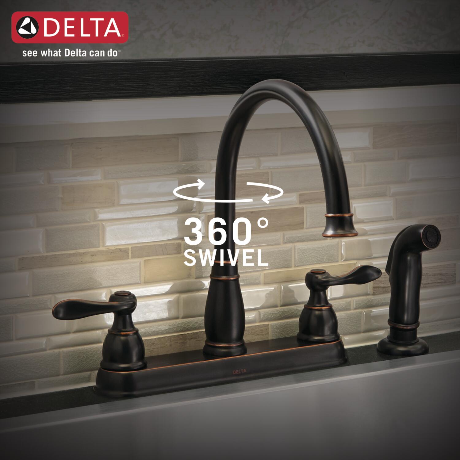 Delta Windemere Two Handle Kitchen Faucet in Oil Rubbed Bronze, 21996LF-OB, MRSP: $271.95, FINAL PRICE: $59.99 + TAX