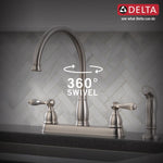 Delta Windemere Two Handle Kitchen Faucet in Stainless Steel, 21996LF-SS, MRSP: $213.45, FINAL PRICE: $44.99 + TAX