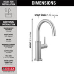 Delta Contemporary Round Beverage Faucet in Arctic Stainless, 1930-AR-DST, MRSP: $485, FINAL PRICE: $ + TAX