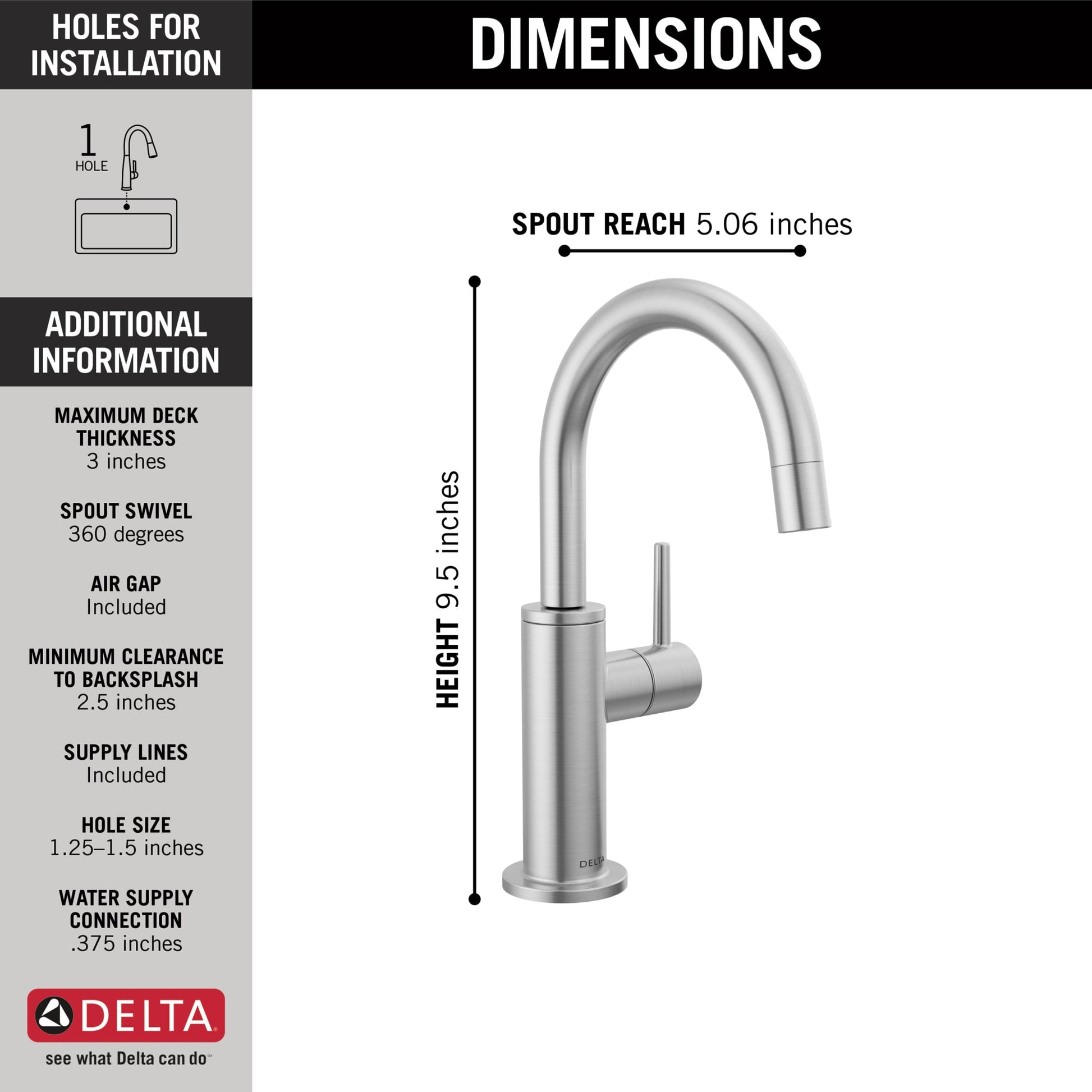 Delta Contemporary Round Beverage Faucet in Arctic Stainless, 1930-AR-DST, MRSP: $485, FINAL PRICE: $ + TAX