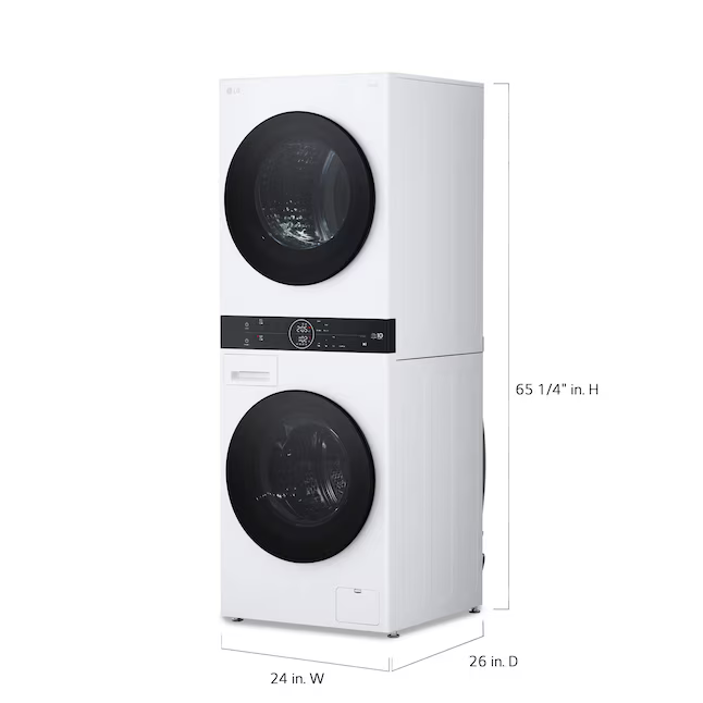 LG 24-in Compact Ventless Heat Pump Washtower Stacked Laundry Center with 2.4-cu ft Front load Washer and Electric 4.2-cu ft Dryer
