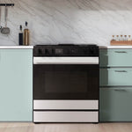 Samsung Bespoke 30-in 5 burners 6-cu ft Air Fry Convection Oven Slide-In Natural Gas Range ( White Glass )