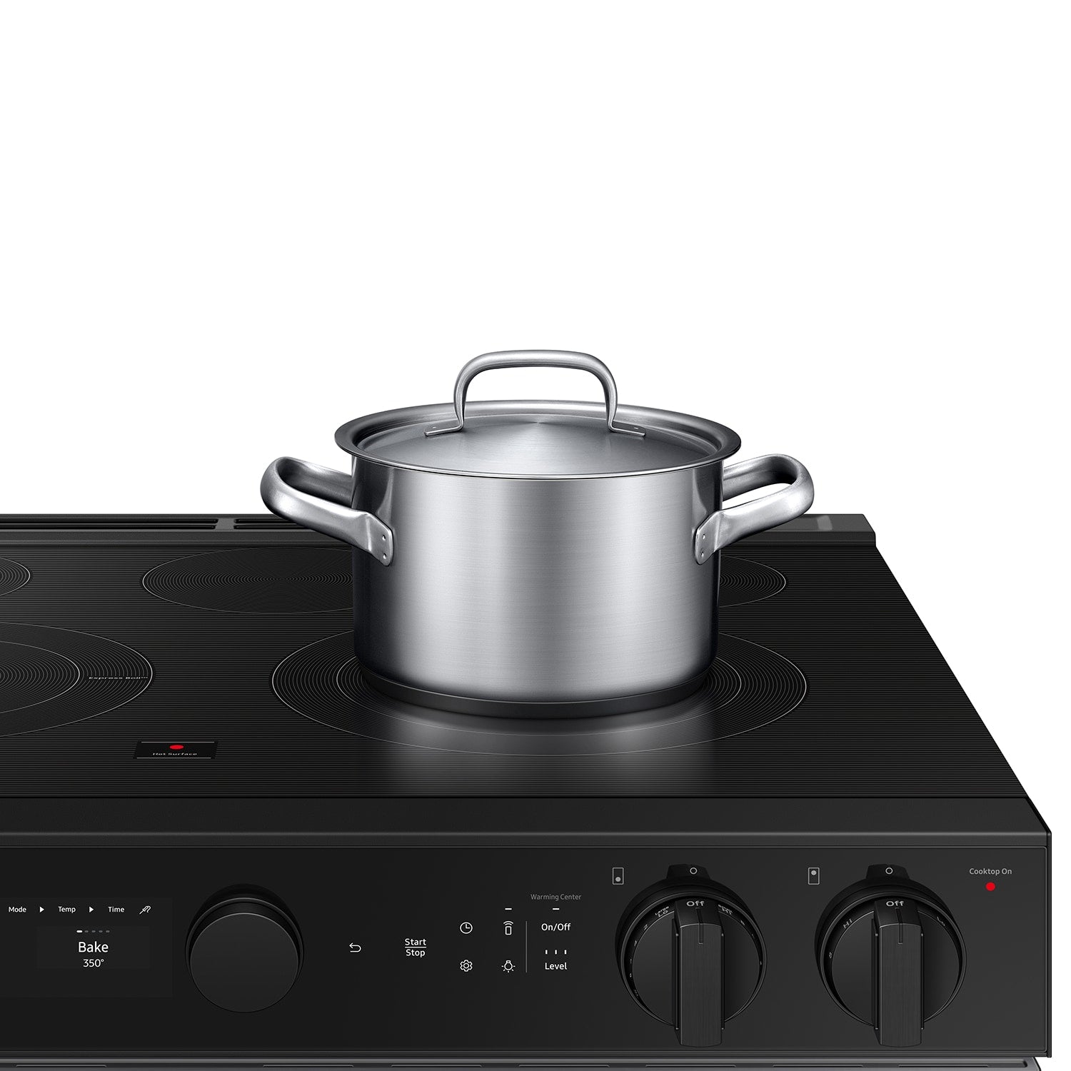 Samsung 30-in Glass Top 5 burners 6.3-cu ft Air Fry Convection Oven Slide-In Electric Range ( Stainless Steel )