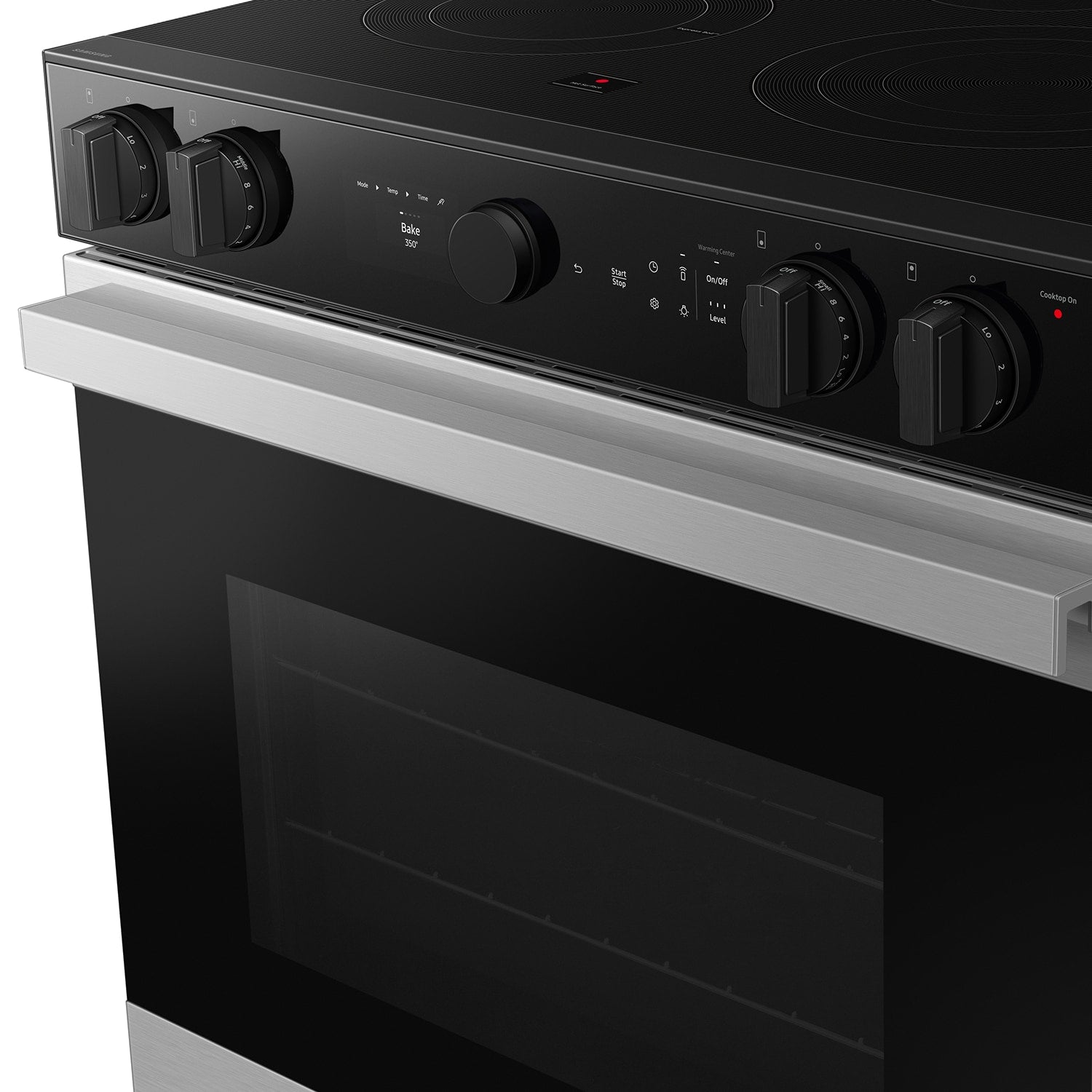 Samsung 30-in Glass Top 5 burners 6.3-cu ft Air Fry Convection Oven Slide-In Electric Range ( Stainless Steel )