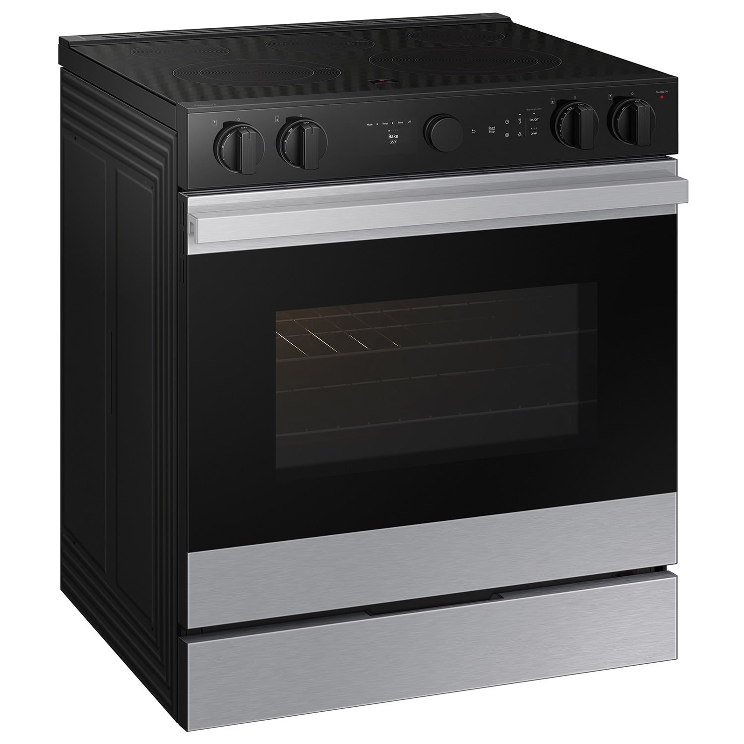 Samsung 30-in Glass Top 5 burners 6.3-cu ft Air Fry Convection Oven Slide-In Electric Range ( Stainless Steel )